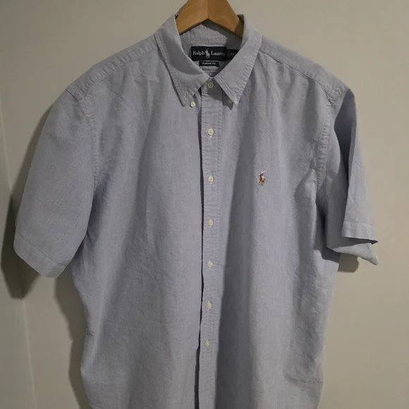 Ralph Lauren Classic Fit Button Down Shirt XXL Light Blue Short Sleeve - Picture 3 of 11